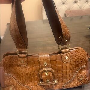 Elegant Brown Crocodile-Embossed Women's Bag
